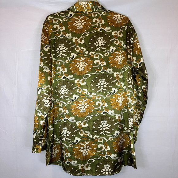 Gold Flava Satin Ruched Button Down Floral Print Blouse Plus Size 18 - Picture 10 of 16